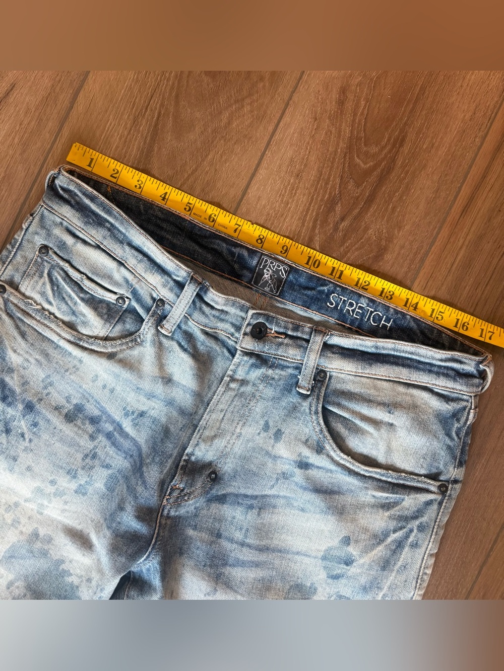 Prps Windsor Tapered Skinny Stretch Acid Wash Paint Denim Jeans Size 34x34 - Picture 2 of 11